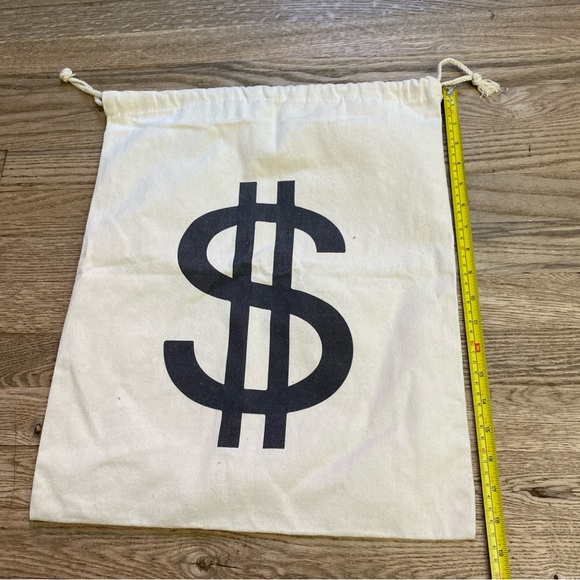 Novelty Drawstring Dollar Sign Cotton Bag - Picture 4 of 5